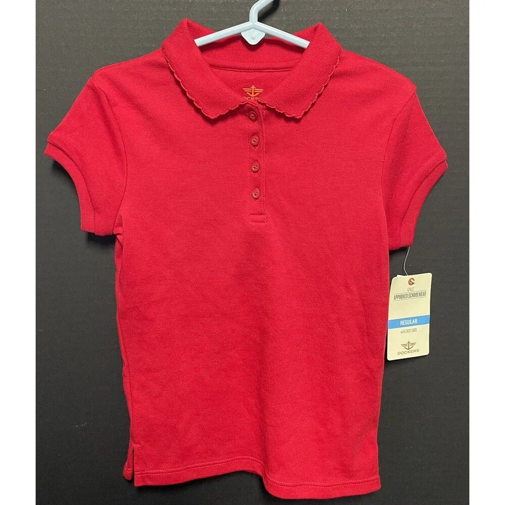 Dockers Youth Approved Schoolwear Easy Care Uniform Polo Shortsleeved Shirt Red